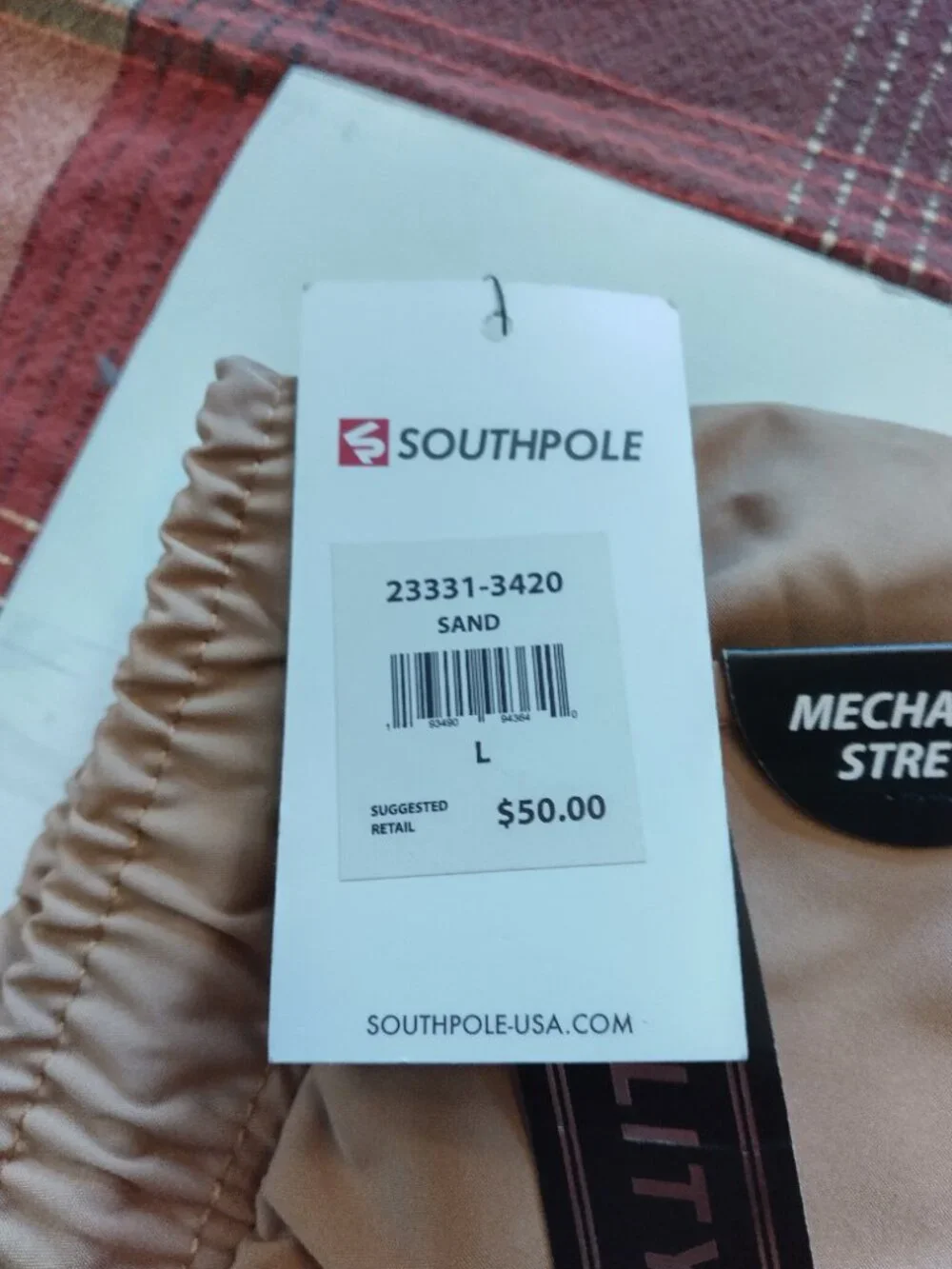 Southpole Pants Mens Large Tan Tech Utility Cargo Joggers Mechanical Stretch New